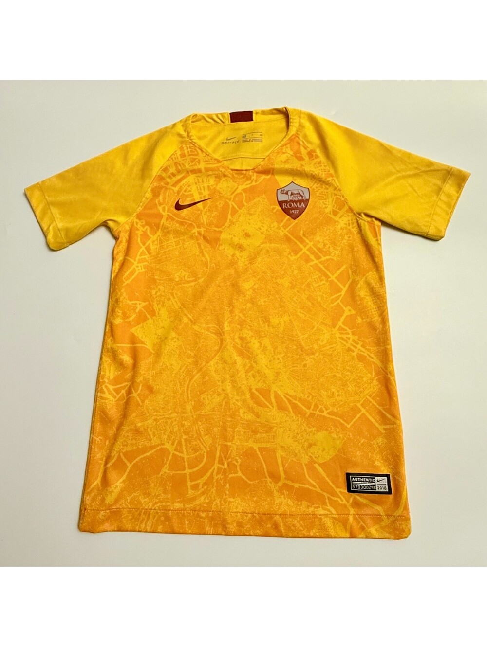 Nike 2018/2019 AS Roma Dri-FIT Kids Soccer Jersey S Yellow Orange